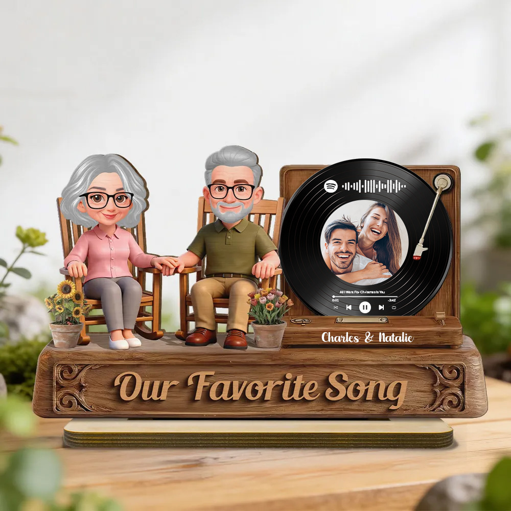 Personalized 2-Layered Wooden Plaque - 3D Couple Sitting On Rocking Chair Romantic Valentine's Day Gift for Her/Him