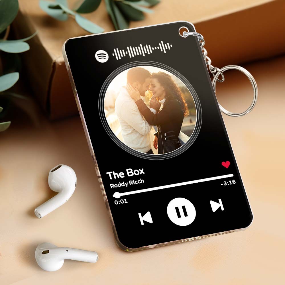 Custom Double-Side Spotify Photo Keychain Calendar Music Keychain Gift
