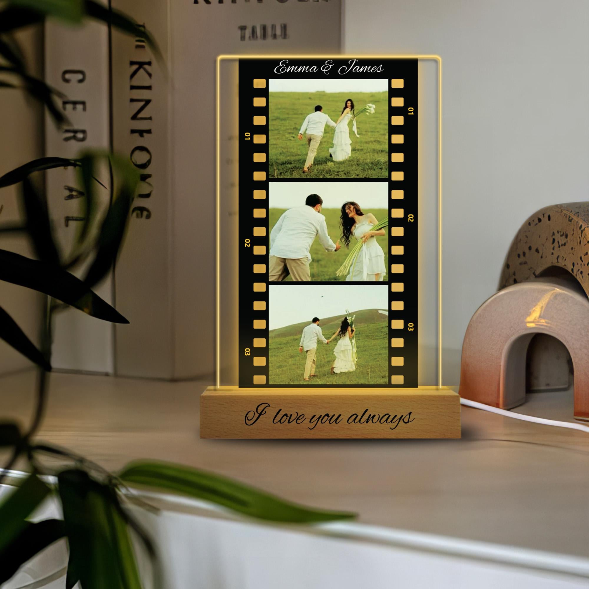 Personalized Film Photo Gift Night Light Anniversary Gifts for Him Acrylic Stand Custom Couple Photos Camera Roll Gifts for Her
