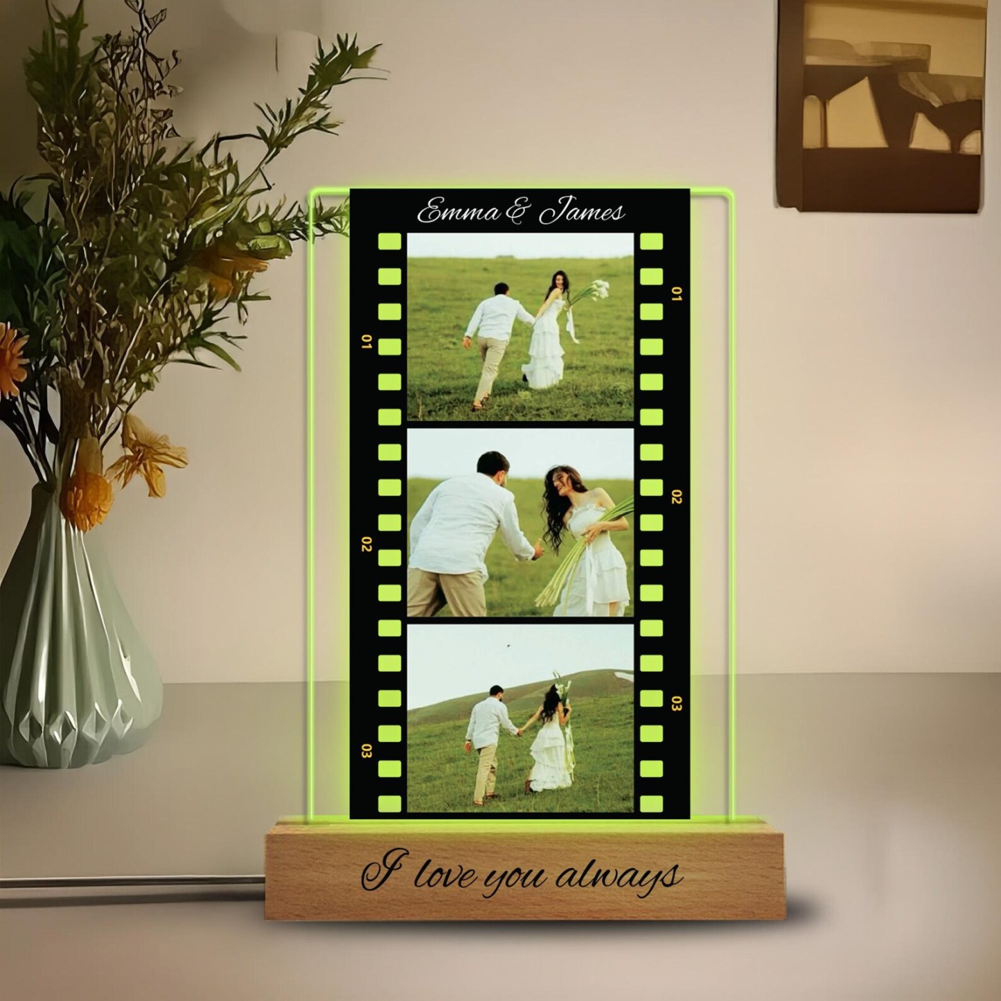 Personalized Film Photo Gift Night Light Anniversary Gifts for Him Acrylic Stand Custom Couple Photos Camera Roll Gifts for Her
