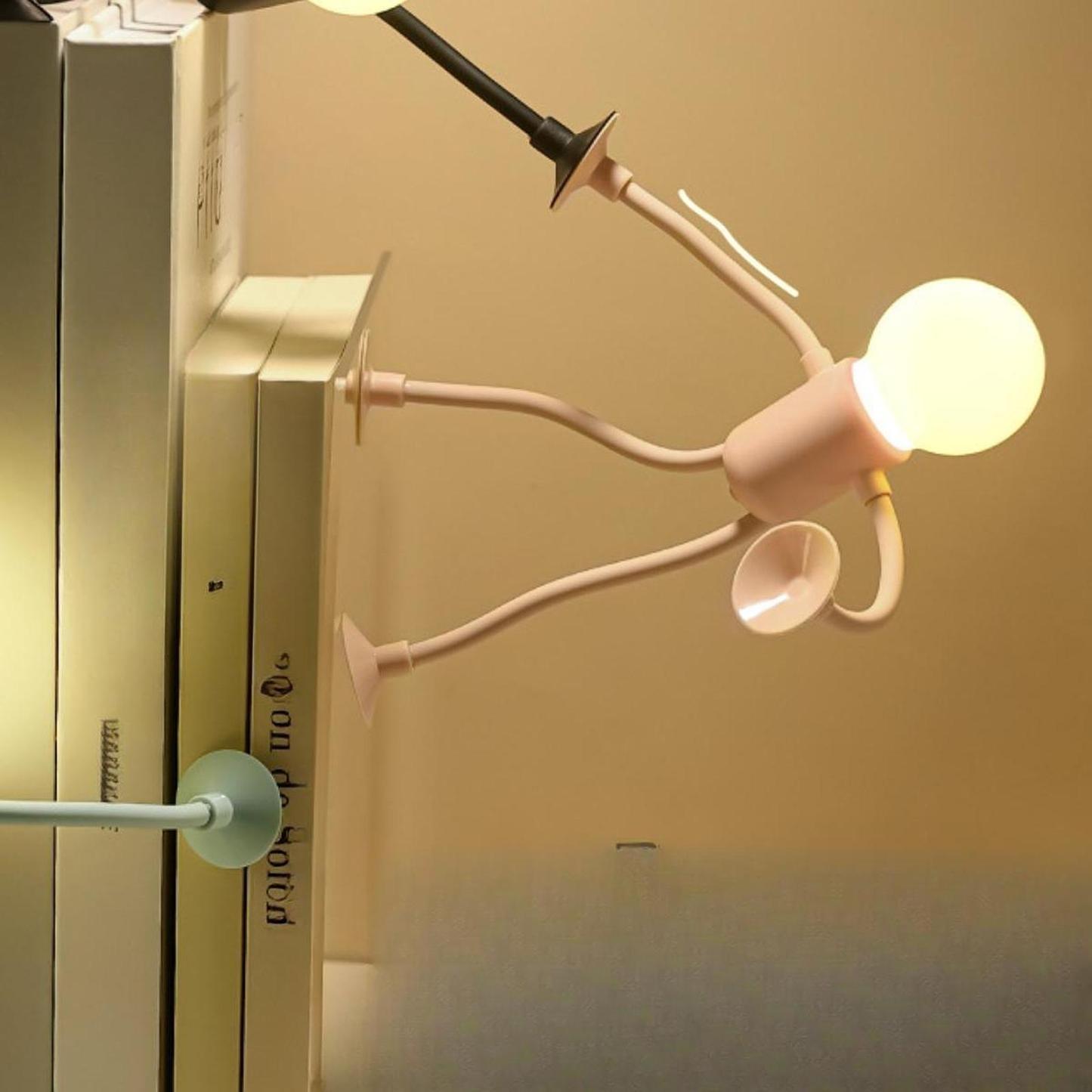 Changeable Shape Funny Sportsman Night Light Cute Creative Mini Cartoon Portable Bulb Suction Cup Lights Bendable Desk Lamp for Tabletop Shelves Decor Decompression Ornaments