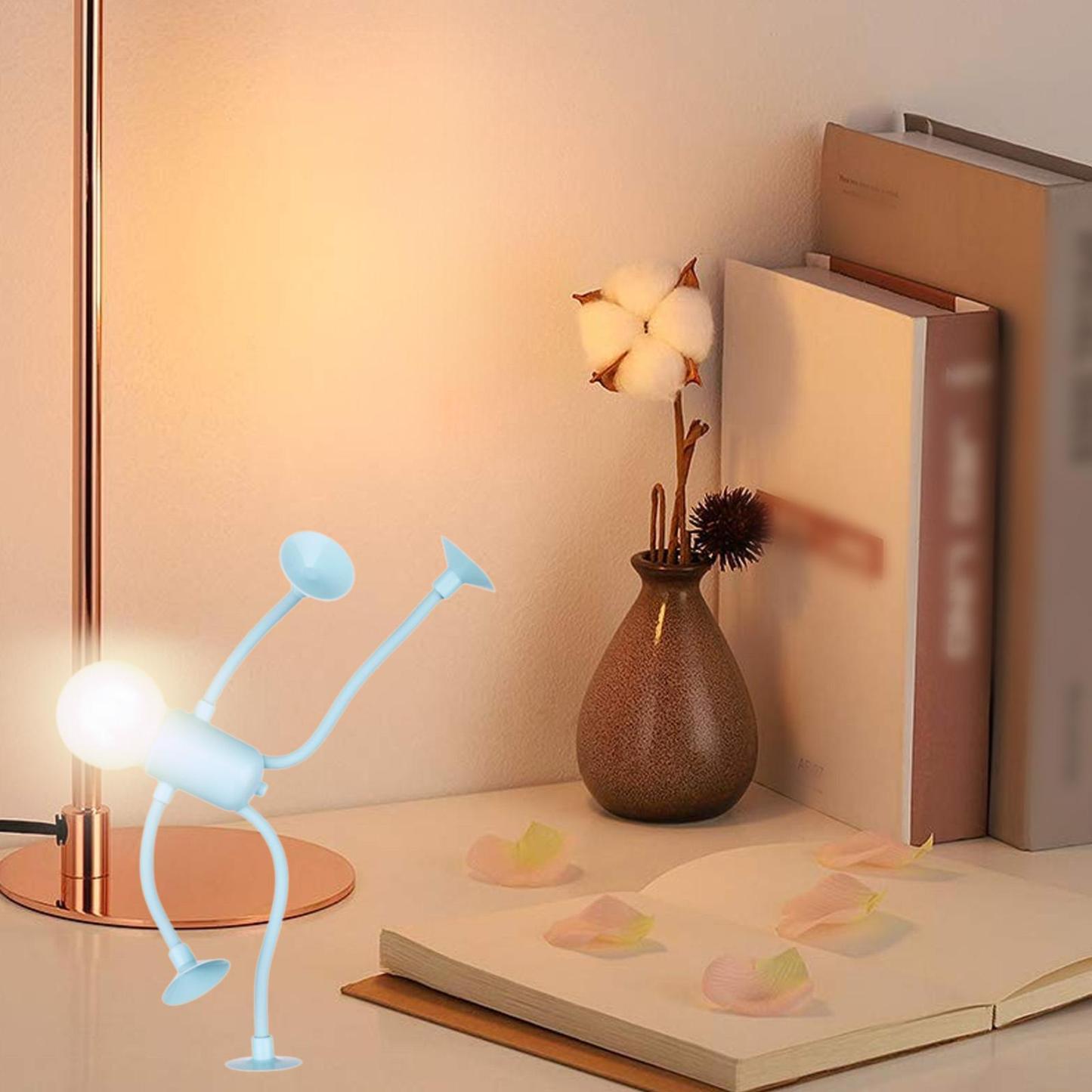 Changeable Shape Funny Sportsman Night Light Cute Creative Mini Cartoon Portable Bulb Suction Cup Lights Bendable Desk Lamp for Tabletop Shelves Decor Decompression Ornaments