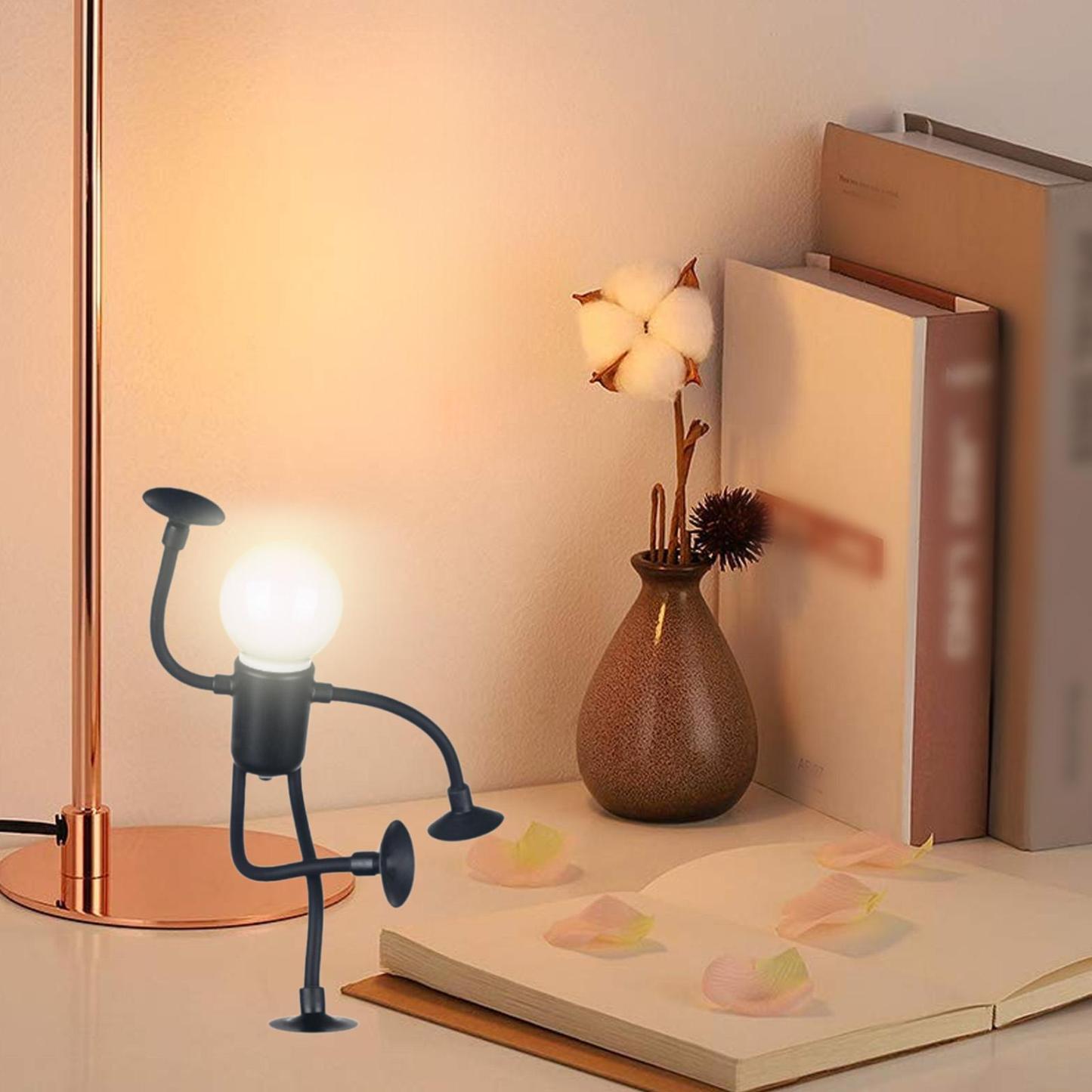 Changeable Shape Funny Sportsman Night Light Cute Creative Mini Cartoon Portable Bulb Suction Cup Lights Bendable Desk Lamp for Tabletop Shelves Decor Decompression Ornaments