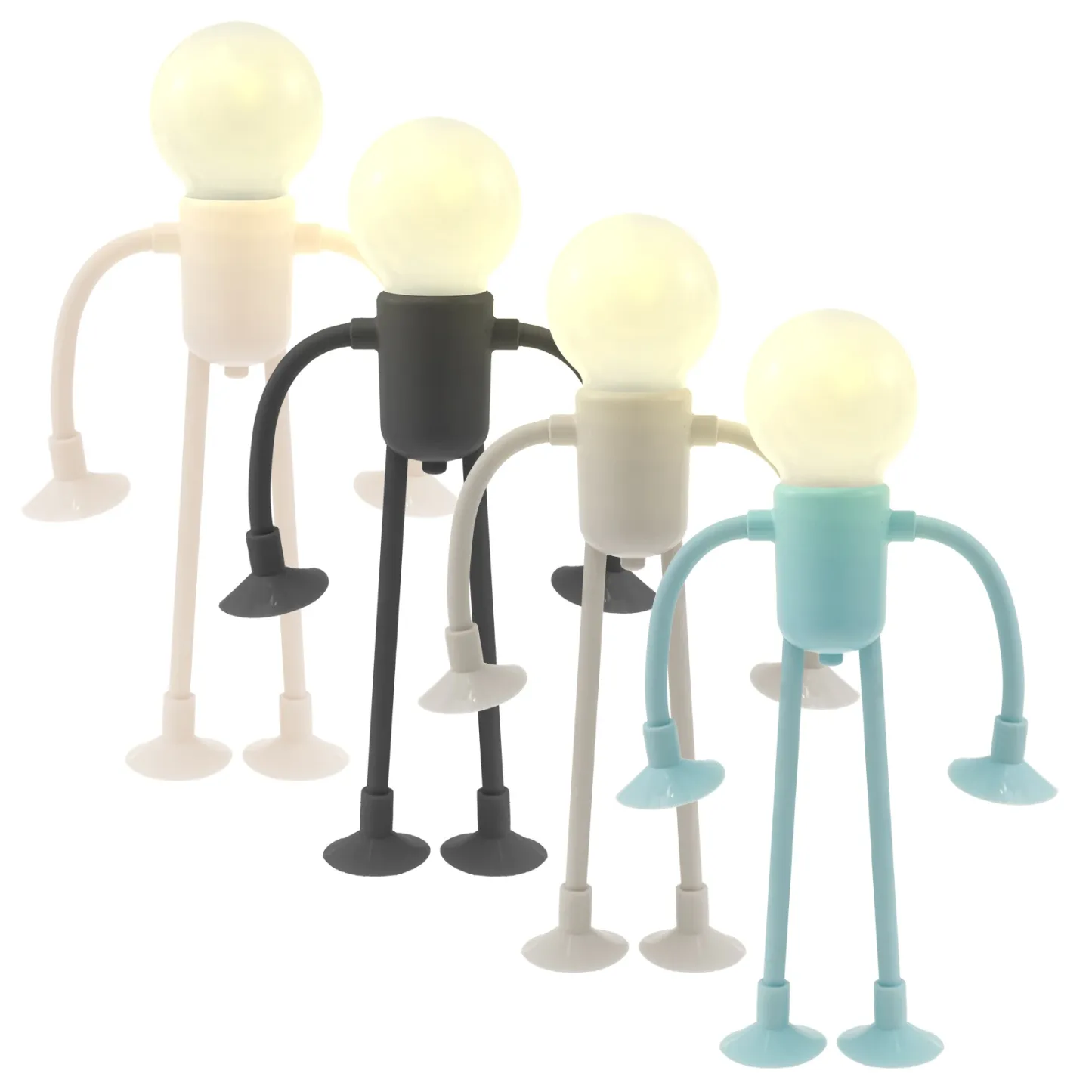 Changeable Shape Funny Sportsman Night Light Cute Creative Mini Cartoon Portable Bulb Suction Cup Lights Bendable Desk Lamp for Tabletop Shelves Decor Decompression Ornaments
