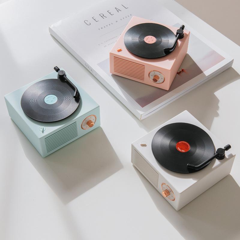 Vintage Vinyl Record Player Bluetooth Speaker – Rotating Record Player Design, Portable Retro Wireless Speaker for Home & Gift