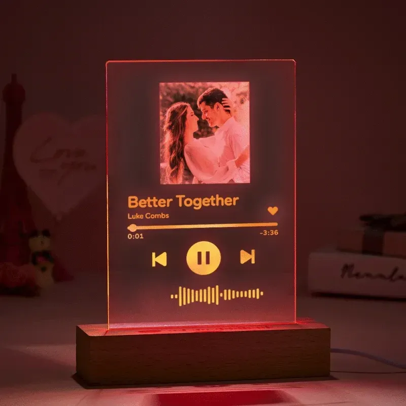 Custom Spotify Code Acrylic Night Light/Plaque/Keychain for Couple