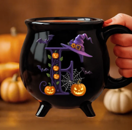 Halloween Gift Custom 12oz Ceramic Cauldron Coffee Mug Personalized Halloween Witchy Gifts For Besties Sisters Family Yourself Pumpkin