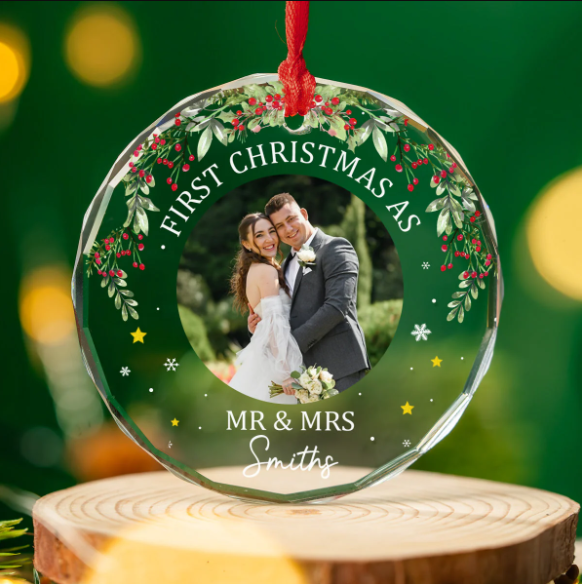 Custom Christmas Ornament First Time - Personalized Custom Glass Ornament