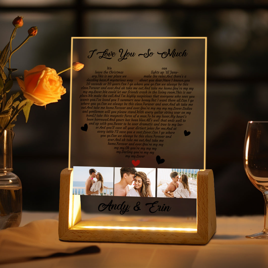 Custom Photo Acrylic Night Light With Lyrics & Text