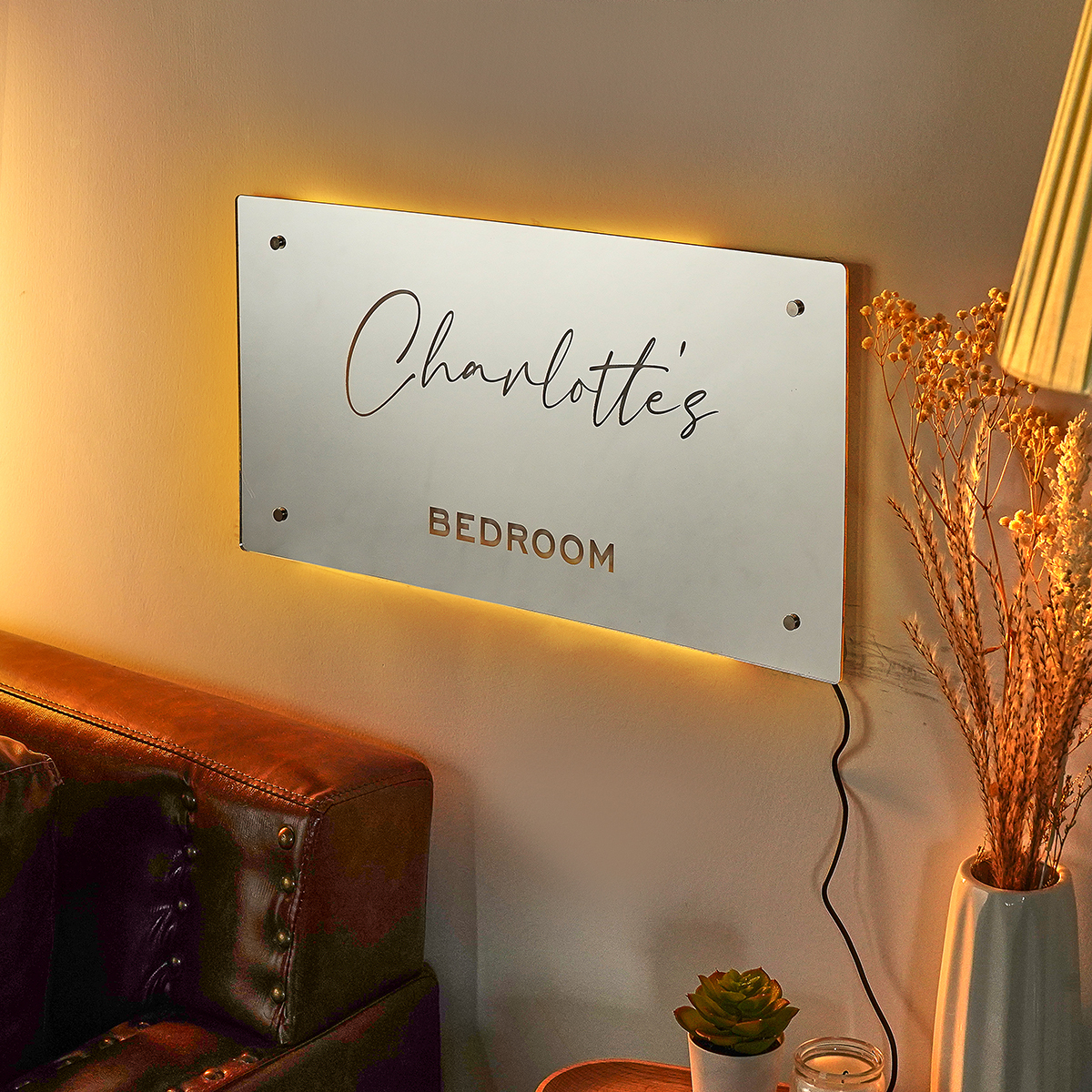 Name Mirror Wall Decoration Personalized Name Mirror Led Light
