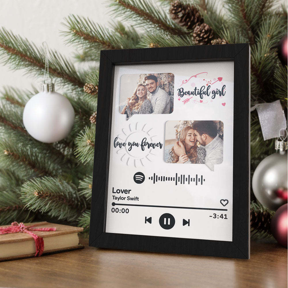 Custom Spotify Tow Photo Wooden Frame Plaque