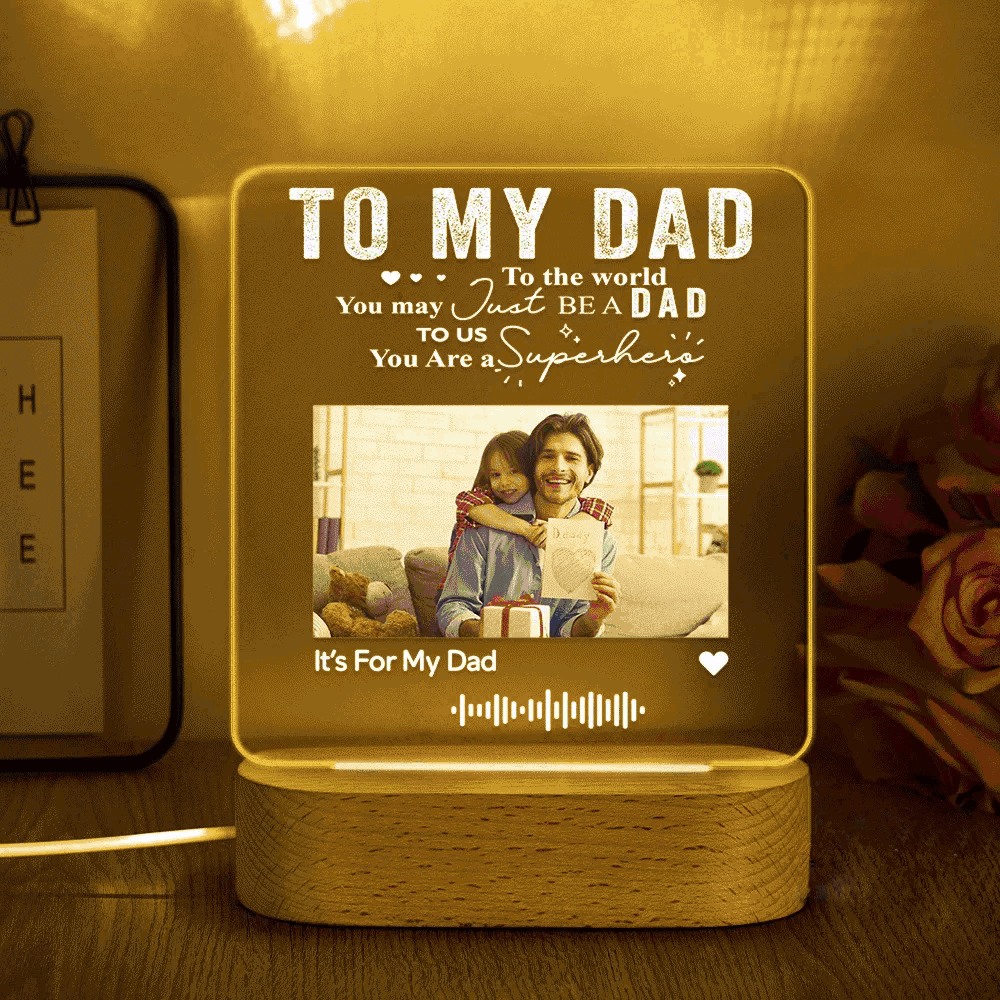 To My Dad - Custom Music Glass 7 Colors Night Light Music LED Lamp Gift for Father