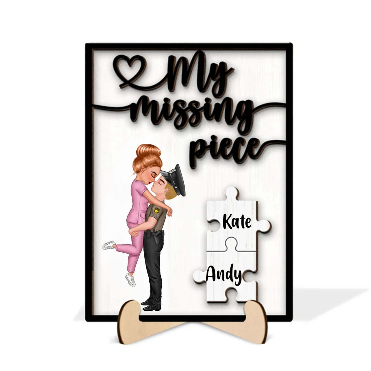 My Missing Piece Valentine's Day Gifts for Her/Him Personalized Wooden Plaque - NameNecklace