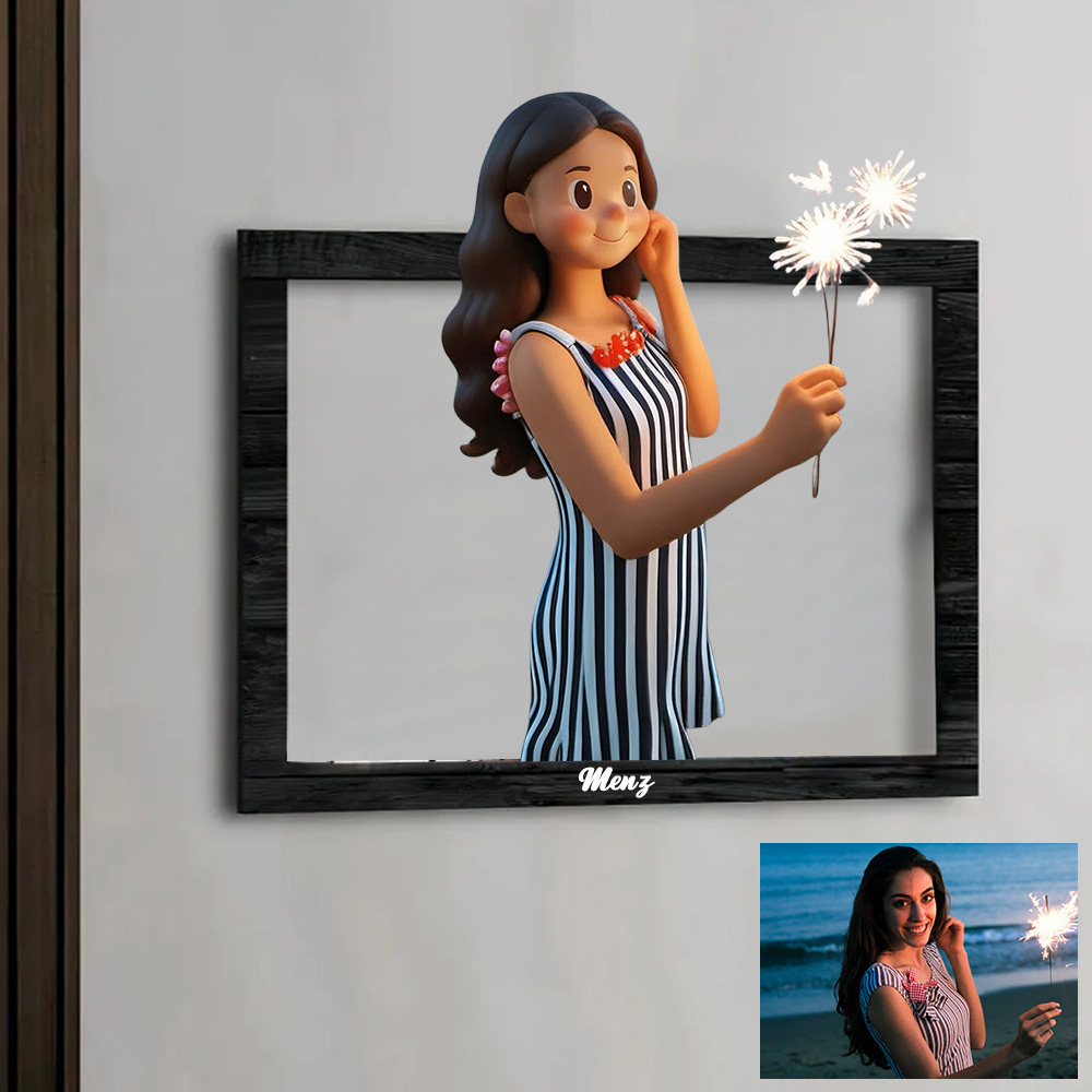 Personalized Cartoon Toy Style Photo Wood Frame