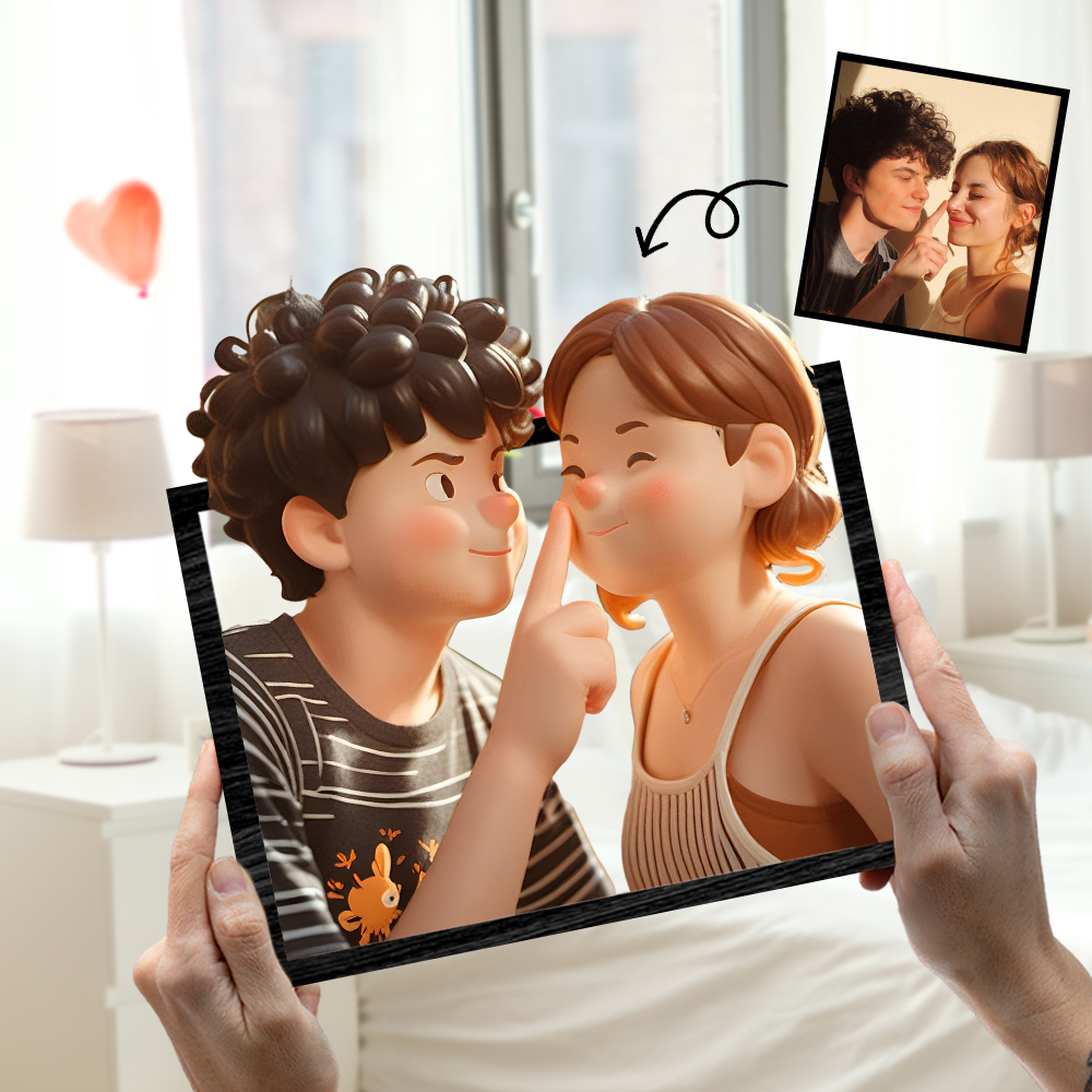 Personalized Cartoon Toy Style Photo Wood Frame