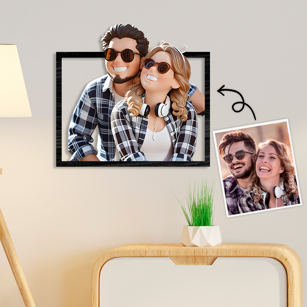 Personalized Cartoon Toy Style Photo Wood Frame