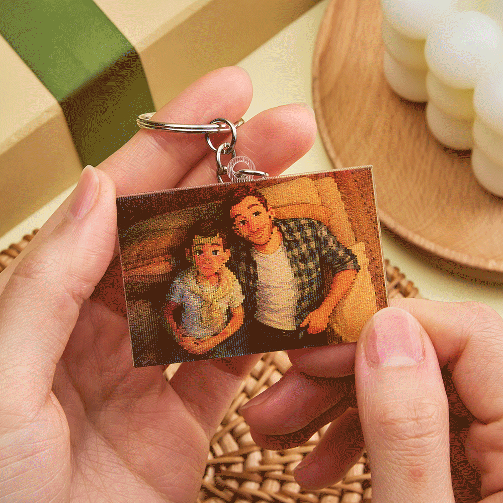 Personalized Cartoon Photo Lenticular Keychain 2-in-1 Shifting Picture Acrylic Keyring