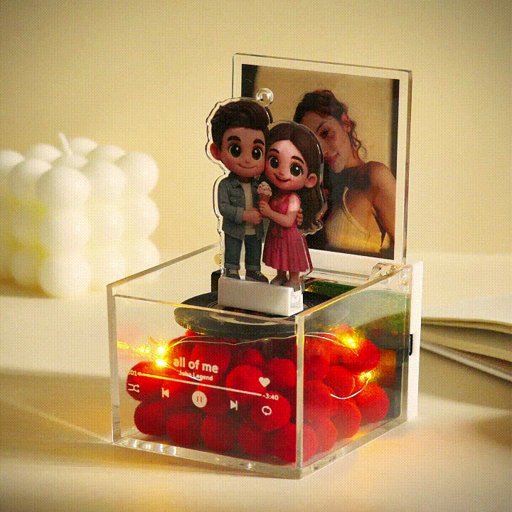 Mini Music Record Player Custom Photo with Light Music Acrylic Box