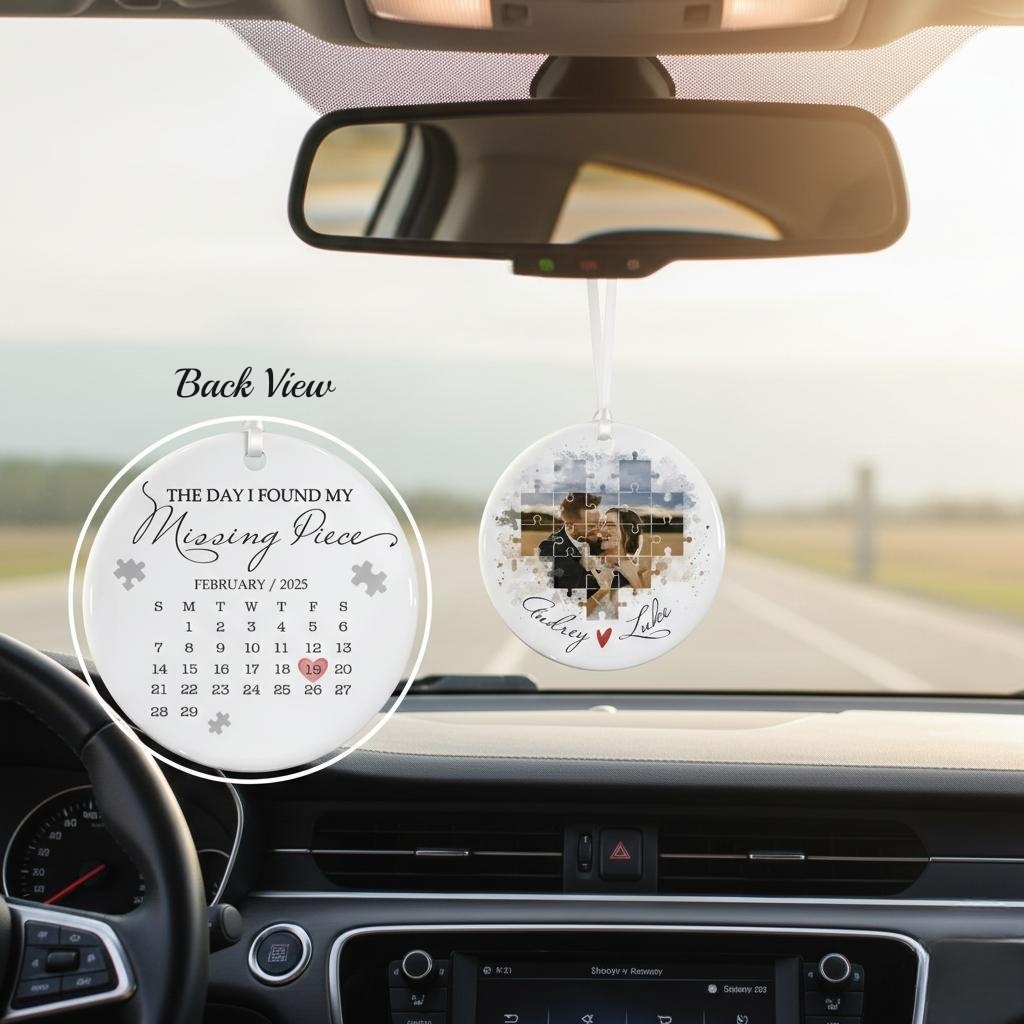 The Day I Found My Missing Piece Ornament, Custom Photo Couple Christmas Ornament, Anniversary Christmas Gift for Newlyweds