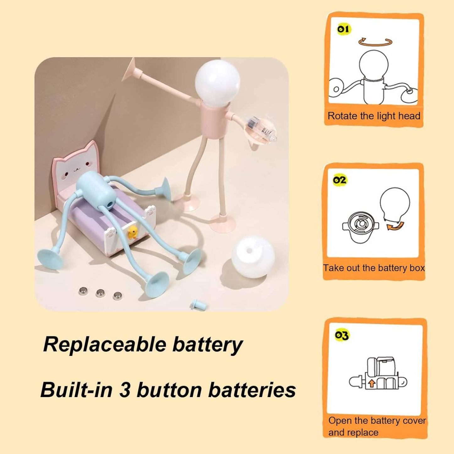 Changeable Shape Funny Sportsman Night Light Cute Creative Mini Cartoon Portable Bulb Suction Cup Lights Bendable Desk Lamp for Tabletop Shelves Decor Decompression Ornaments
