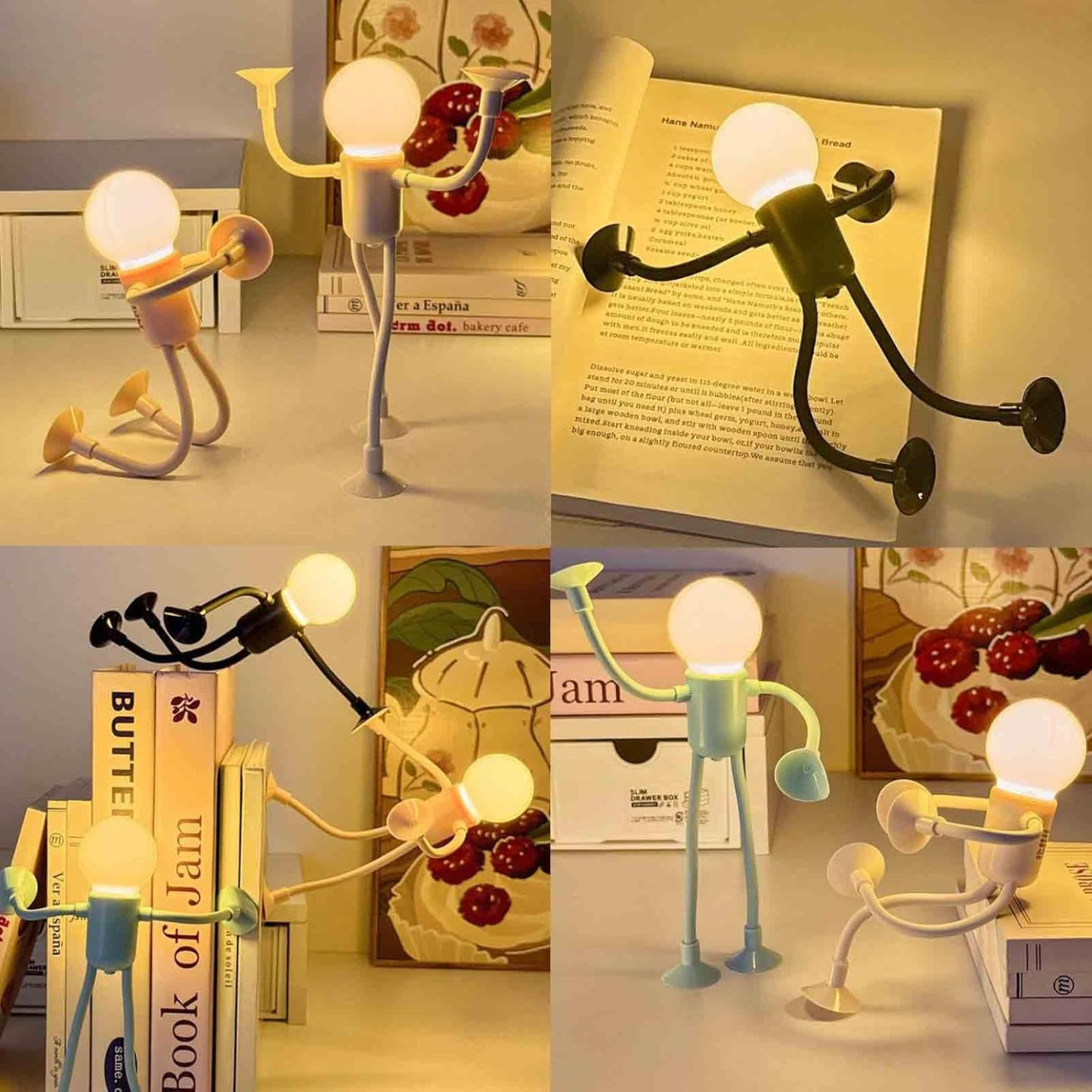 Changeable Shape Funny Sportsman Night Light Cute Creative Mini Cartoon Portable Bulb Suction Cup Lights Bendable Desk Lamp for Tabletop Shelves Decor Decompression Ornaments