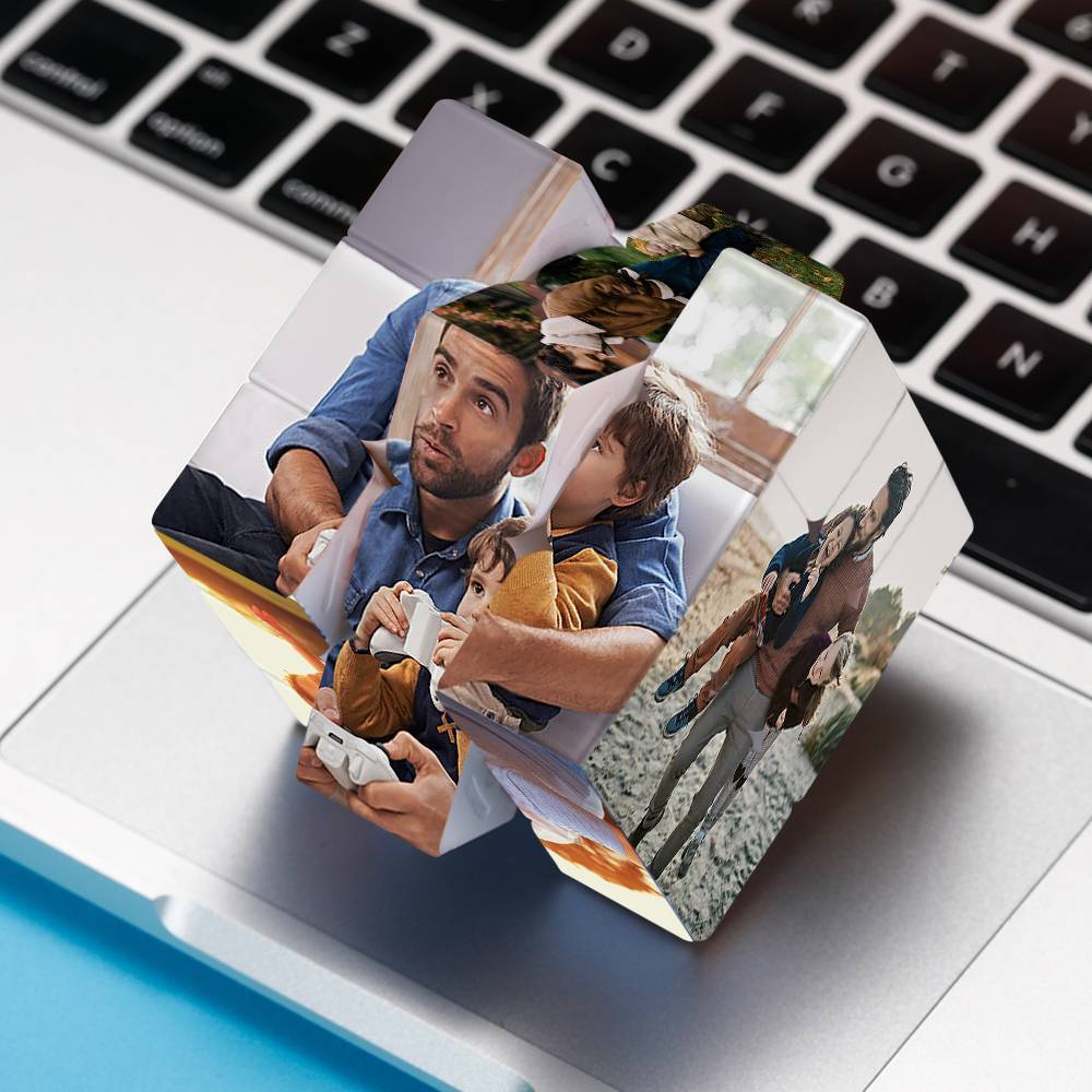 Custom Multi Photo Rubic's Cube - For Father And Baby