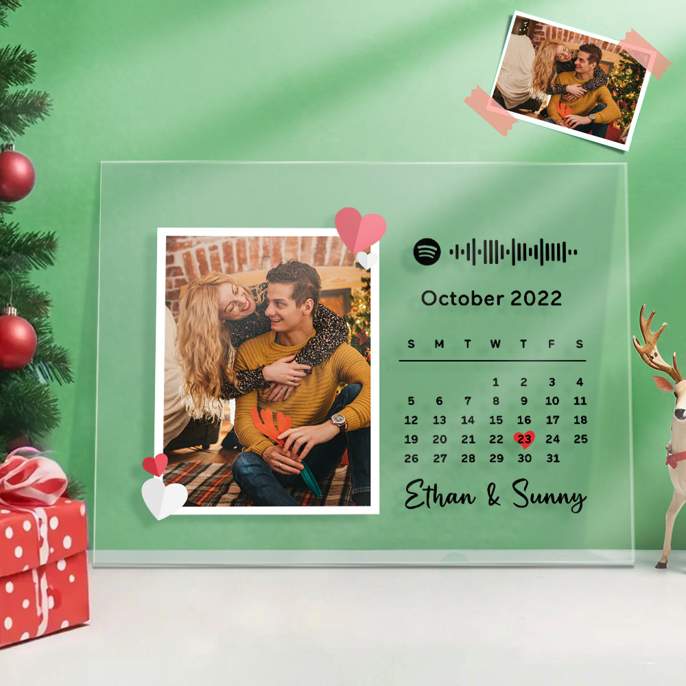 Christmas Gifts Custom Love Photo Calendar Plaque Acrylic Spotify Song Decor Anniversary Gift For Couples
