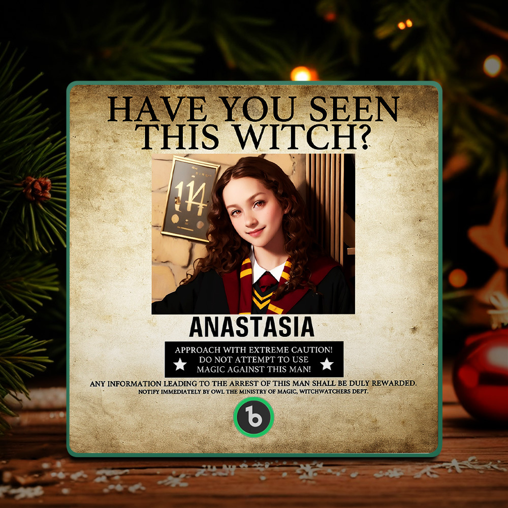 Custom "Have You Seen This Wizard?" Wanted Poster Fridge Magnet �C Personalized Name & House Styles