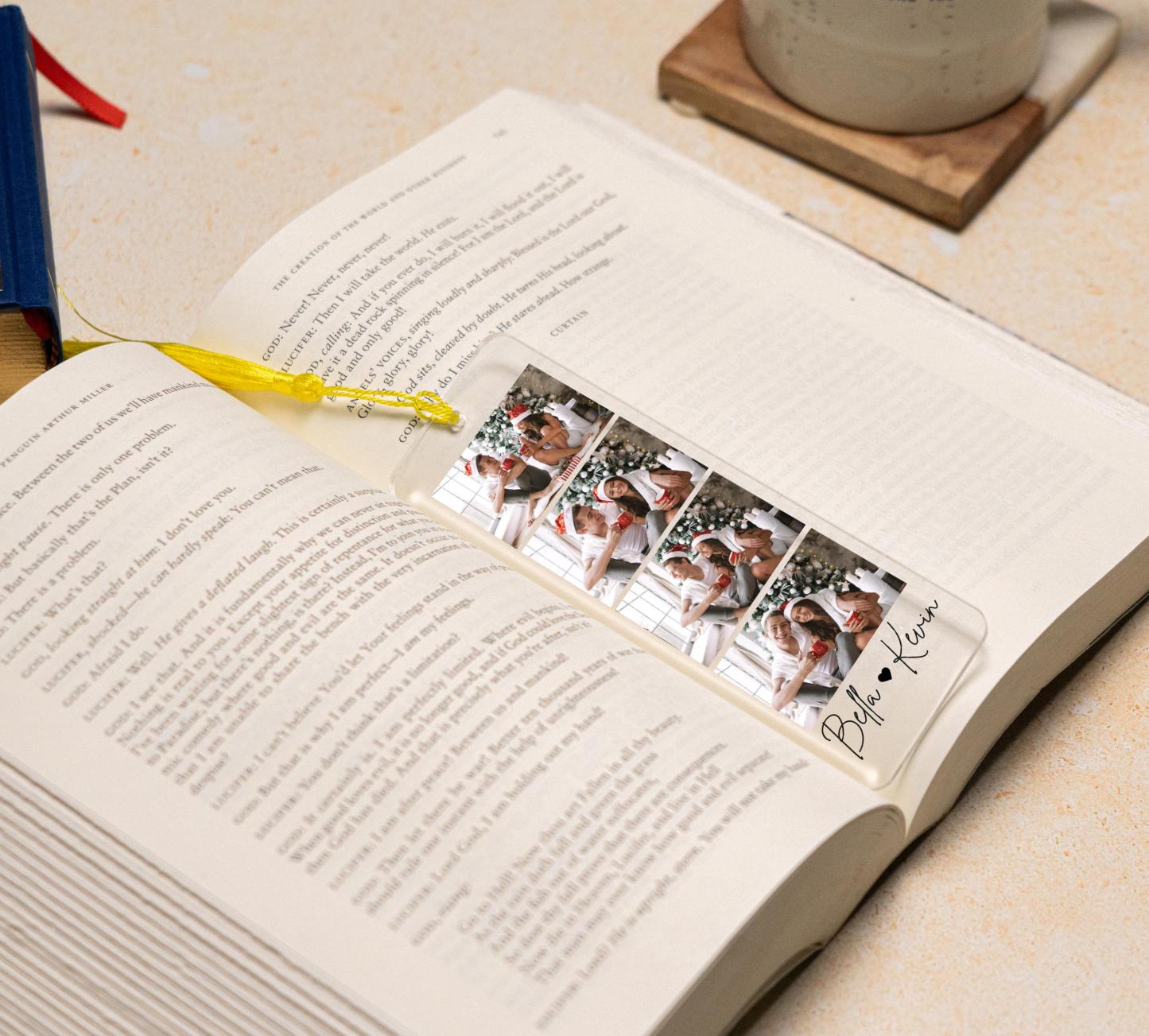 Custom Acrylic Couple Bookmark Valentines Bookmark Gifts Couple Photo Gift Anniversary Gifts Bookmark with Tassel