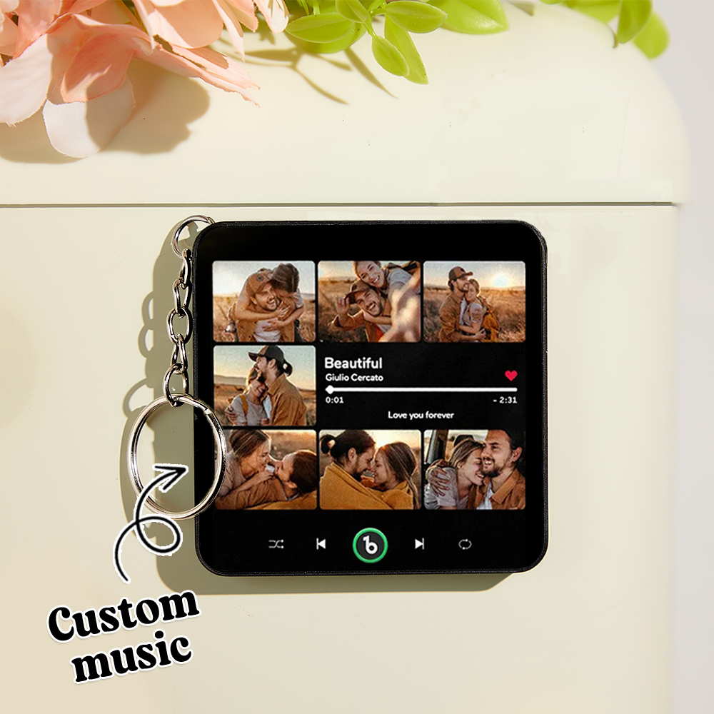 Custom Music Mini Fridge Magnet Keychain with Photo Personalized Mini Music Refrigerator Magnet Keychain Song Album Anniversary Special Gift - MySpotifyGlass