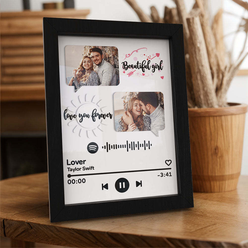 Custom Spotify Tow Photo Wooden Frame Plaque