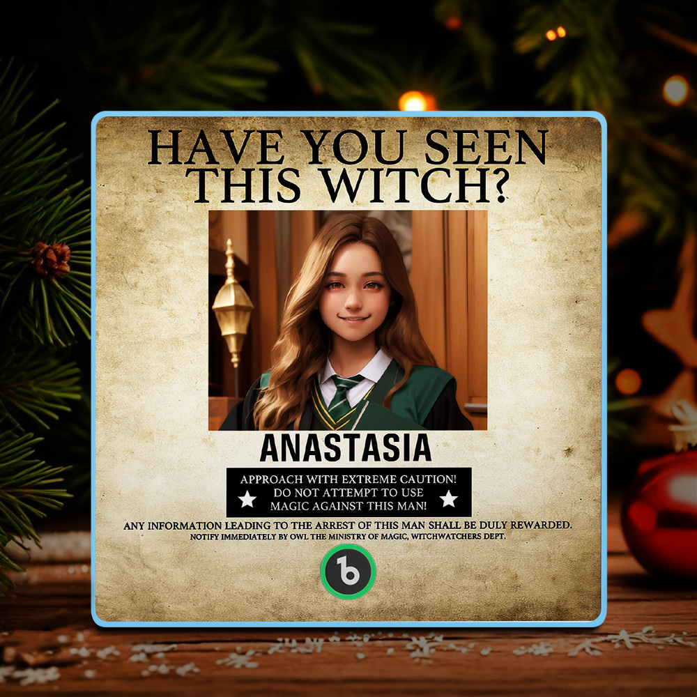 Custom "Have You Seen This Wizard?" Wanted Poster Fridge Magnet �C Personalized Name & House Styles