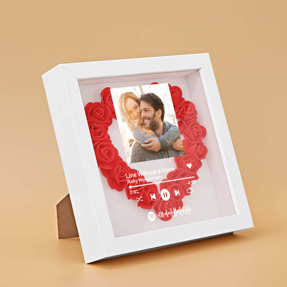 Mother's Day Gift Custom Scannable Spotify Code Photo Music Flower Shadow Box Personalized Flower Shadowbox Frame Gift For Mom