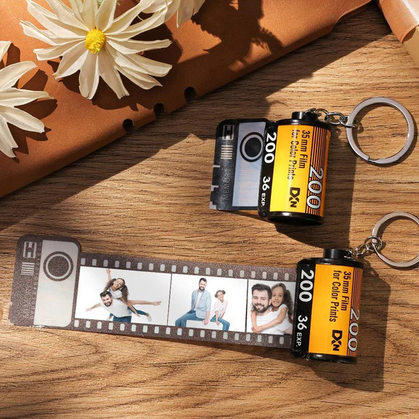 Custom Keychain Multiphoto Colorful Camera Roll Keychain Degradable Material Romantic Customize Birthday Gifts