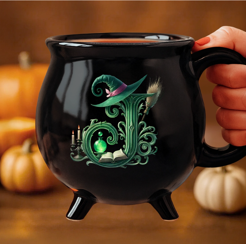 Custom 12oz Ceramic Cauldron Coffee Mug Personalized Halloween Witchy Gifts For Besties Sisters Family Yourself Just A Witch Cup