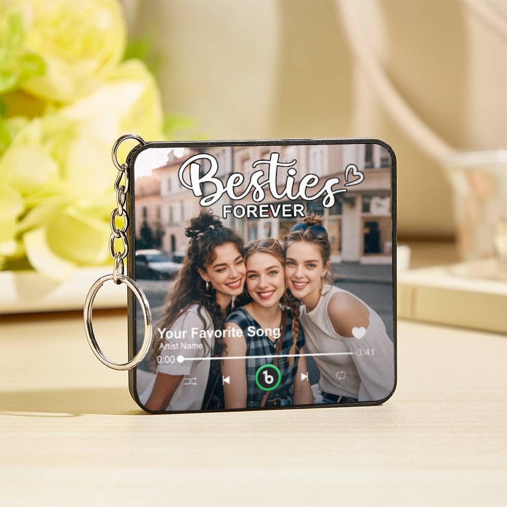 Custom Music Mini Fridge Magnet Keychain with Photo Personalized Mini Music Refrigerator Magnet Keychain Song Album Anniversary Special Gift - MySpotifyGlass