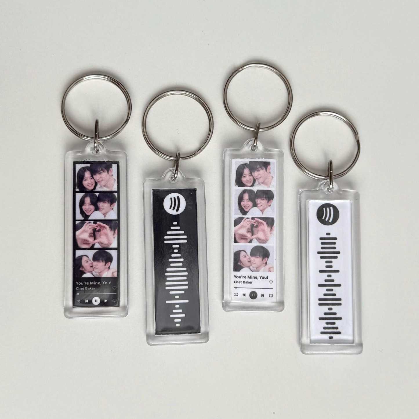 Personalized Music Photo Keychain, Customizable Song or Playlist Song Code, Custom Couple Keychain, Mini Photobooth Keychain