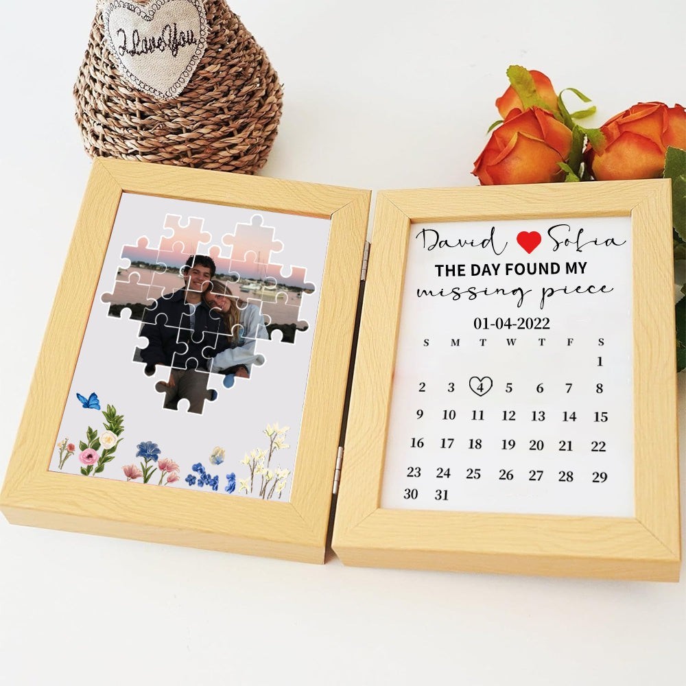 Custom Photo Frame The Day I Found My Missing Piece Puzzle Photo Frame Couple Gifts - MySpotifyGlass