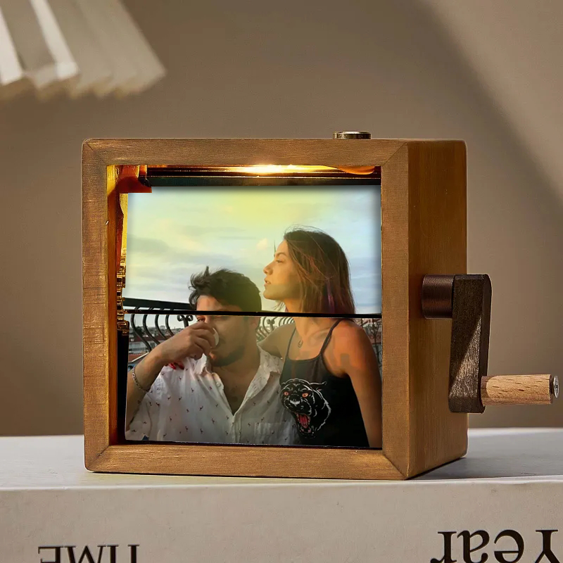 Custom Animation Machine Mechanical Hand Motion Photo Album Black Walnut Handicrafts Computer Table Decoration Creative gift