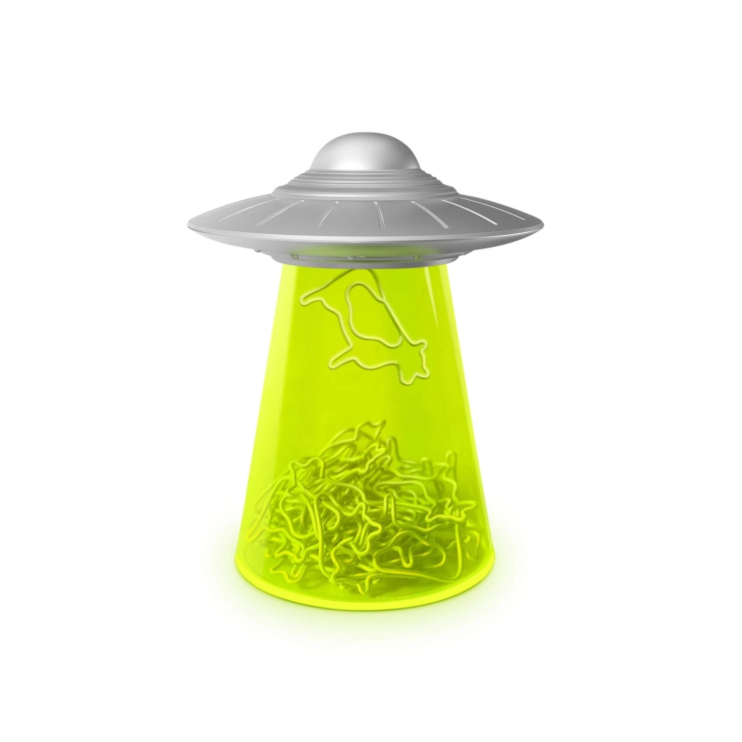 UFO Cow Abduction Magnetic Paperclip Holder | Creative Alien Spaceship Desk Organizer with Cute Cow Paper Clips, Funny Novelty Office Supplies & Gift