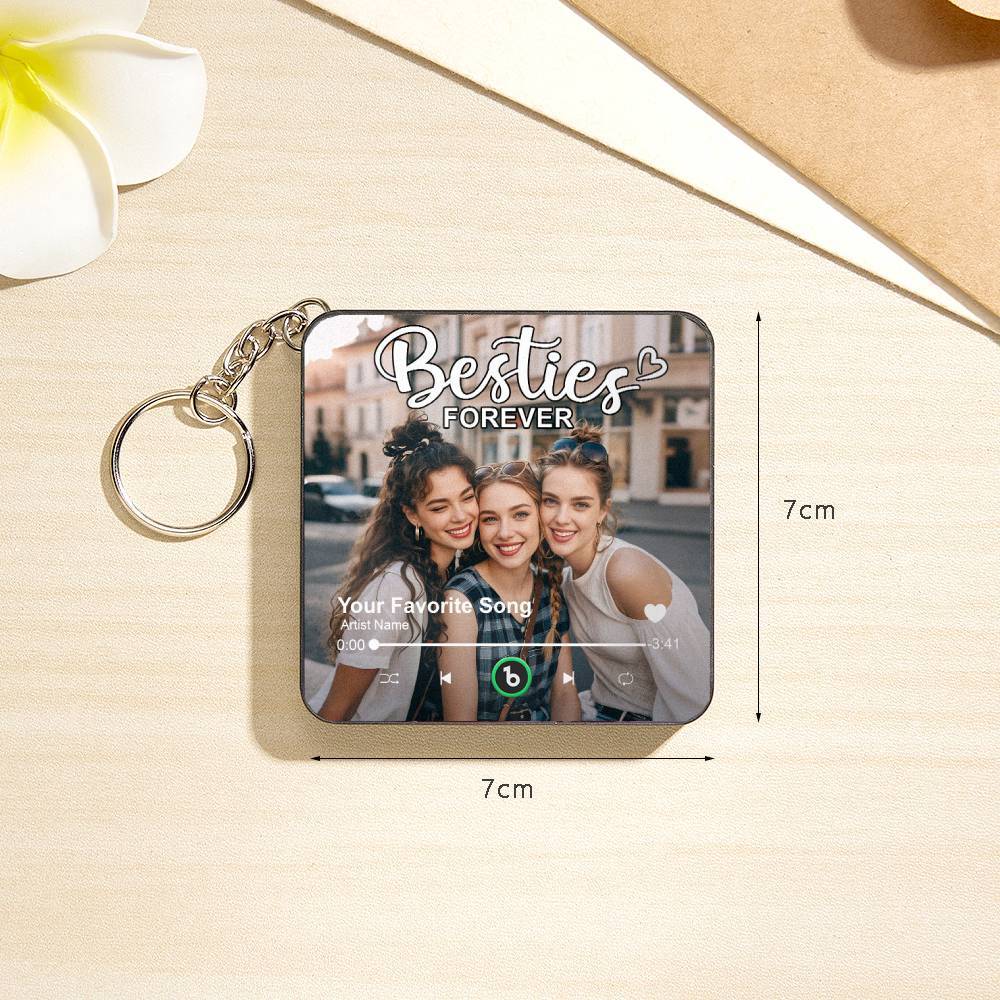 Custom Music Mini Fridge Magnet Keychain with Photo Personalized Mini Music Refrigerator Magnet Keychain Song Album Anniversary Special Gift - MySpotifyGlass