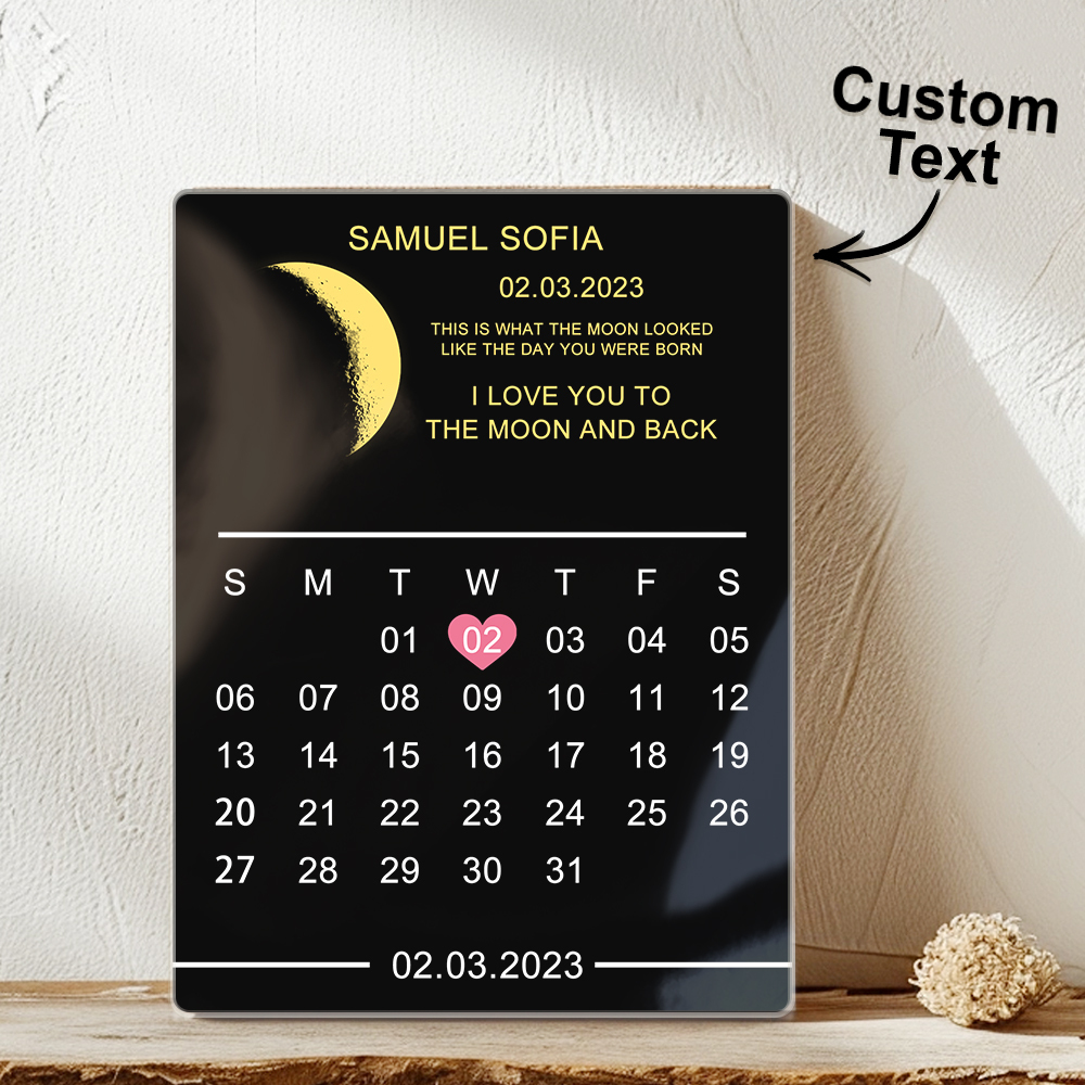 Custom Moon Phase Plaque Calendar Plauqe Frame Gift for Couple