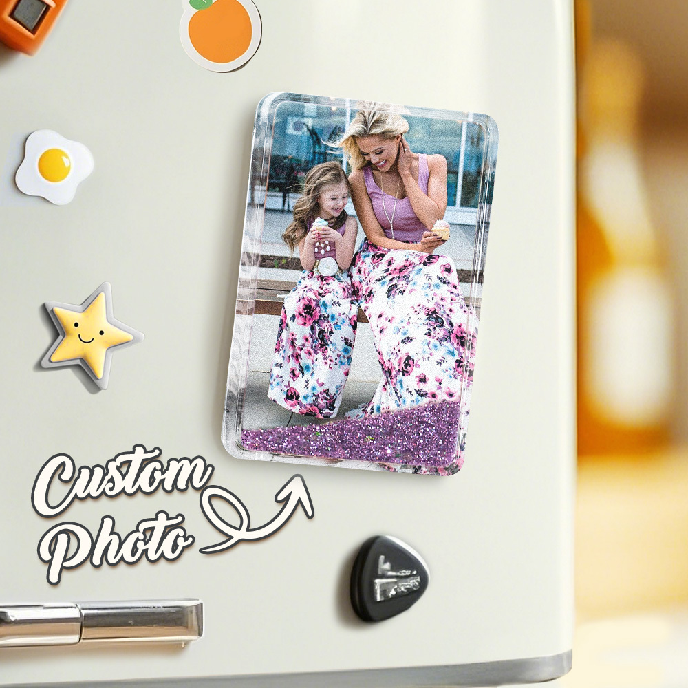 Personalized Photo Quicksand Fridge Magnet Mother's Day Gift Custom Home Decor