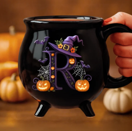 Halloween Gift Custom 12oz Ceramic Cauldron Coffee Mug Personalized Halloween Witchy Gifts For Besties Sisters Family Yourself Pumpkin