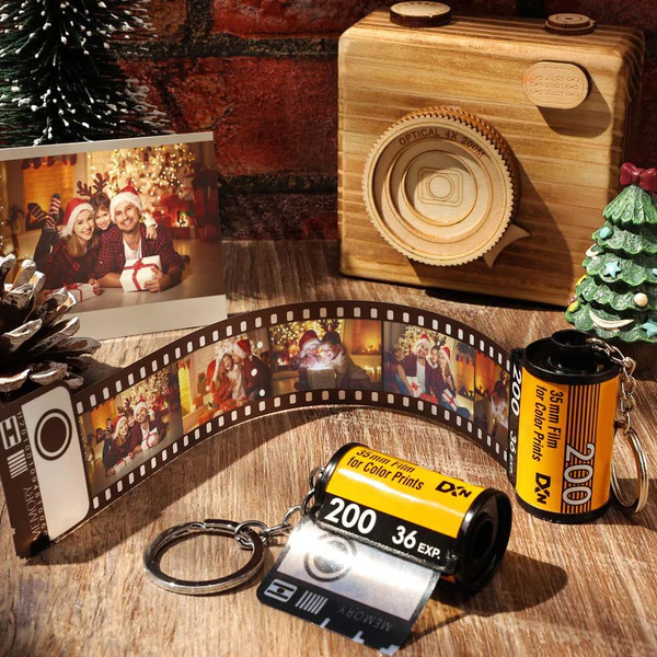 Custom Keychain Multiphoto Colorful Camera Roll Keychain Degradable Material Romantic Customize Birthday Gifts