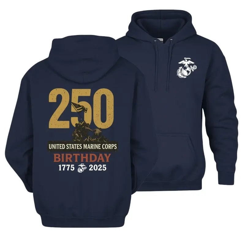 USMC 250th Anniversary Hoodie – United States Marine Corps Birthday 1775–2025 Hoodie, USMC 250th Birthday Hoodie, Honor the Marines, United States Marine Corps Commemorative Hoodie.