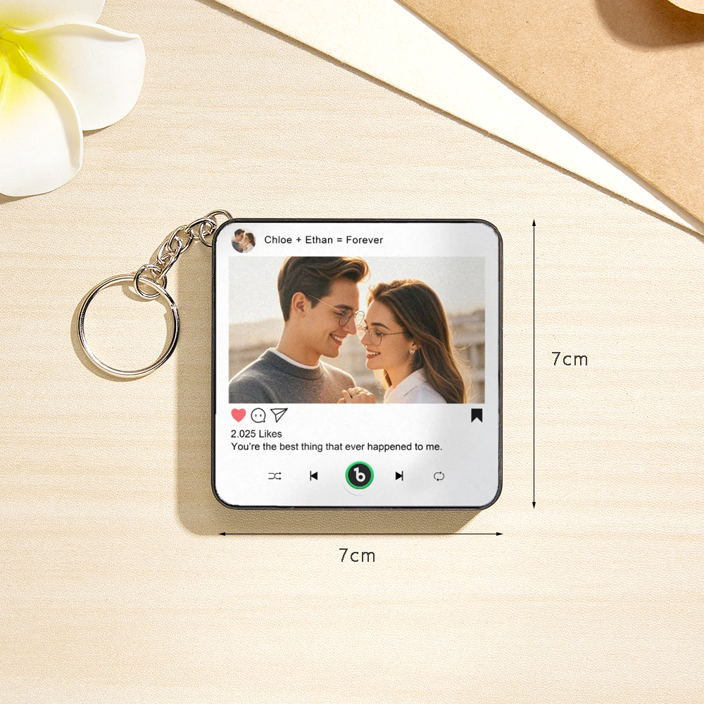 Custom Music Mini Fridge Magnet Keychain with Photo Personalized Mini Music Refrigerator Magnet Keychain Song Album Anniversary Special Gift - MySpotifyGlass