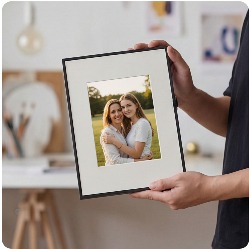 Canvas Smart Speaker Photo Frame,Personalized Photo Display with Bluetooth Audio, 8 AI Art Filters & Magnetic Frames, Elegant Keepsake Gift