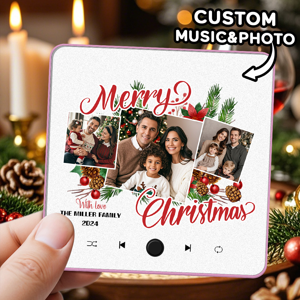 Custom Christmas Tree Music Fridge Magnet Christmas Gifts for Family Personalized Music Magnets Can Play Songs