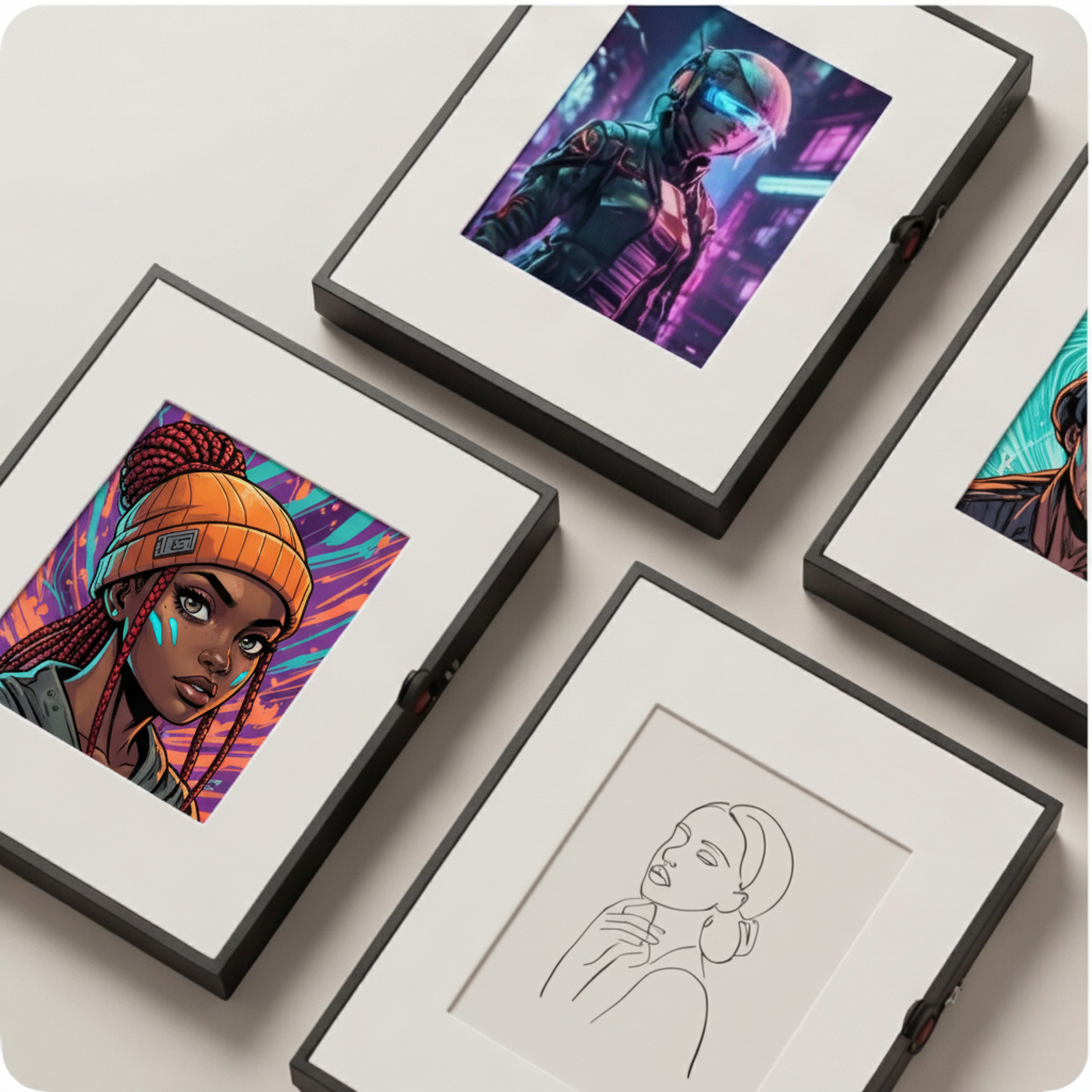 Canvas Smart Speaker Photo Frame,Personalized Photo Display with Bluetooth Audio, 8 AI Art Filters & Magnetic Frames, Elegant Keepsake Gift